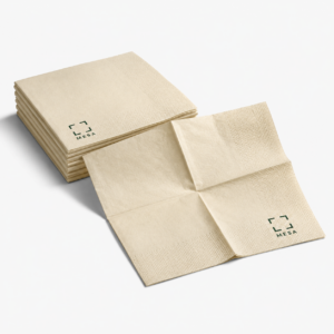 Servilletas personalizadas 33x33 cm en color crema con logo minimalista