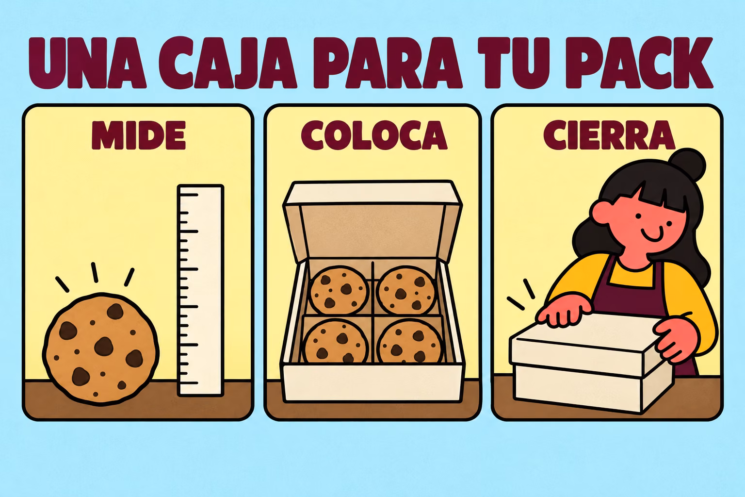 Una caja para tu pack: mide, coloca, cierra